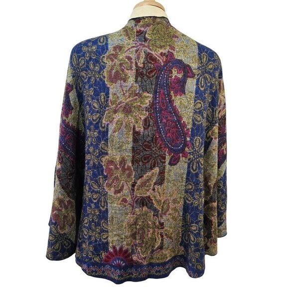 Cashmere Reversible Wrap Shawl Hands-Free Shoulder Loop Blue/Green + Purple/Cora - Picture 9 of 10